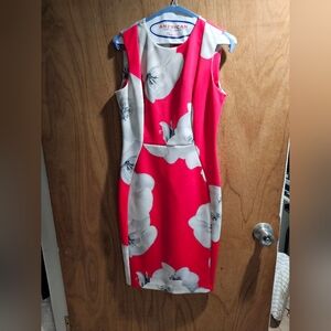 Calvin Klein red floral dress
